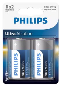 PHILIPS Ultra αλκαλικές μπαταρίες LR20E2B/10