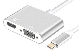 POWERTECH αντάπτορας USB Type-C σε VGA + HDMI 4K PTH-041