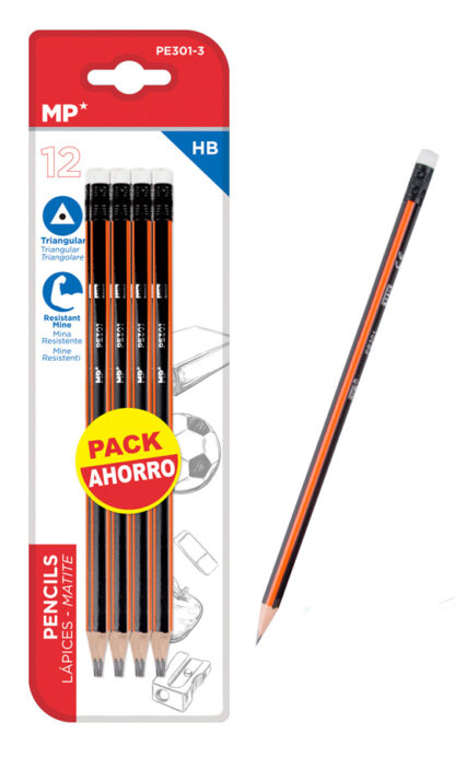 MP ξύλινο μολύβι με γόμα PE301-3