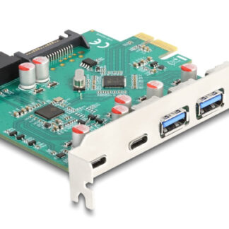DELOCK κάρτα επέκτασης PCI x1 σε 3x USB/2x USB-C/19-pin 90109